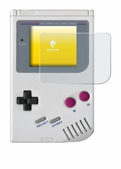 Image of the device Nintendo Gameboy (1989) with a wide variety of screen protectors.