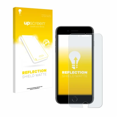 Front side of a product packaging with the brand logo upscreen. Next to it is the device Apple iPhone 8 Plus shown with the co