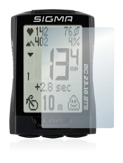 Image of the device Sigma BC 23.16 with a wide variety of screen protectors.