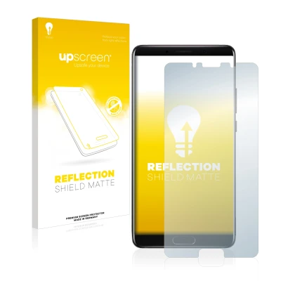 Front side of a product packaging with the brand logo upscreen. Next to it is the device Huawei Mate 10 shown with the corresp