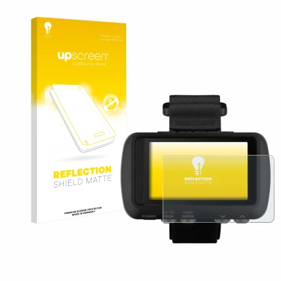 Front side of a product packaging with the brand logo upscreen. Next to it is the device Garmin Foretrex 601 shown with the co
