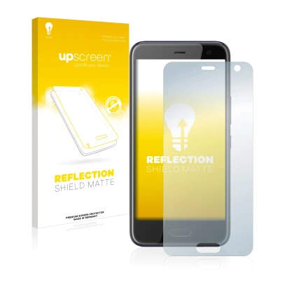 Front side of a product packaging with the brand logo upscreen. Next to it is the device HTC U11 Life shown with the correspon