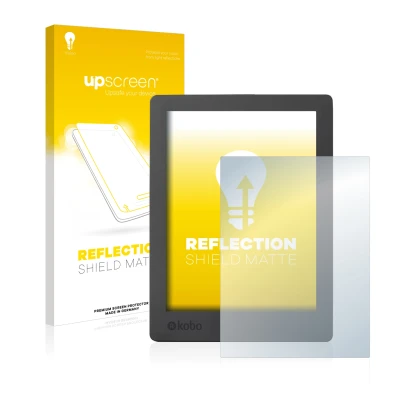 Front side of a product packaging with the brand logo upscreen. Next to it is the device Kobo Aura H2O Edition 2 shown with th