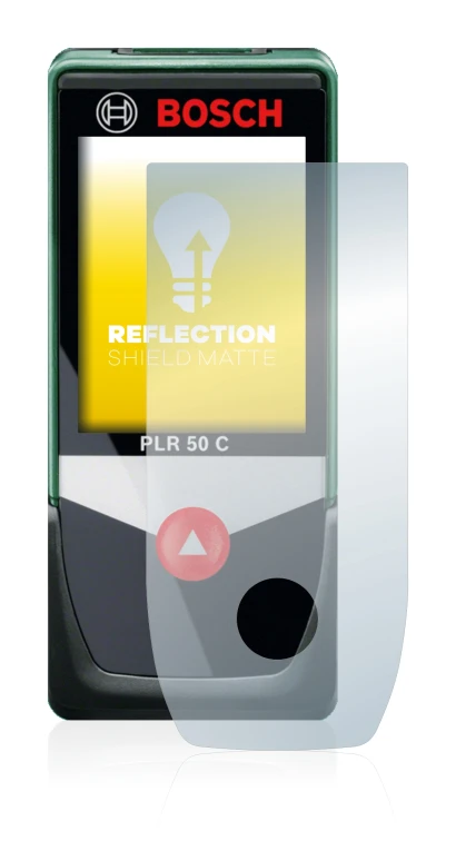 Image of the device Bosch PLR 50 C with a wide variety of screen protectors.