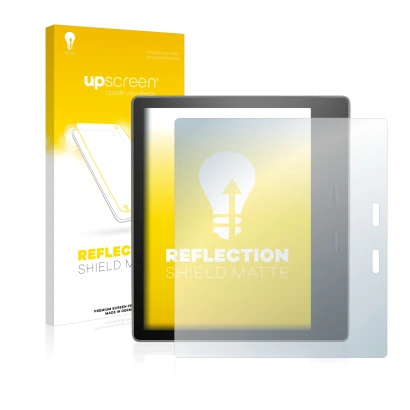 Front side of a product packaging with the brand logo upscreen. Next to it is the device Amazon Kindle Oasis 2017 (9th Gen.) s