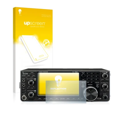 Front side of a product packaging with the brand logo upscreen. Next to it is the device Icom IC-7610 shown with the correspon