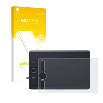 Front side of a product packaging with the brand logo upscreen. Next to it is the device Wacom Intuos Pro M (2017) shown with