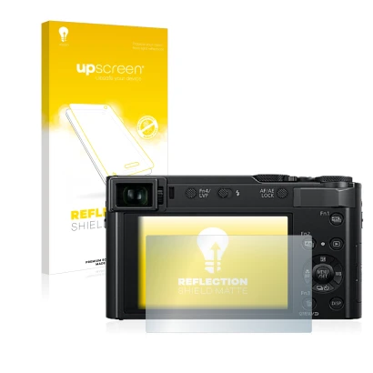 Front side of a product packaging with the brand logo upscreen. Next to it is the device Panasonic Lumix DC-TZ202 shown with t