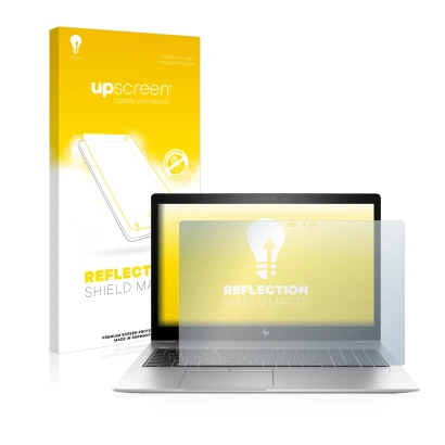 Front side of a product packaging with the brand logo upscreen. Next to it is the device HP EliteBook 850 G5 Touch shown with