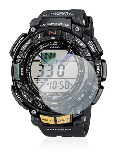 Image of the device Casio Pro Trek PRG-240-1ER with a wide variety of screen protectors.