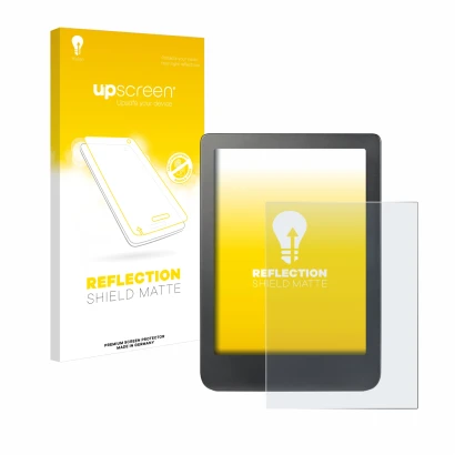 Front side of a product packaging with the brand logo upscreen. Next to it is the device Kobo Clara HD (6") shown with the cor