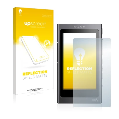 Front side of a product packaging with the brand logo upscreen. Next to it is the device Sony Walkman A40 shown with the corre