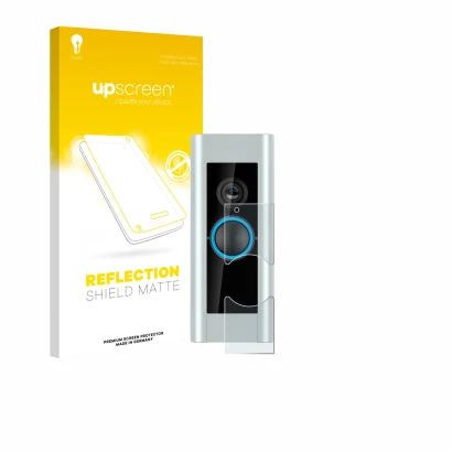 Front side of a product packaging with the brand logo upscreen. Next to it is the device Ring Video Doorbell Pro (Version 2) s