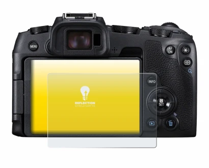 Image of the device Canon EOS RP with a wide variety of screen protectors.