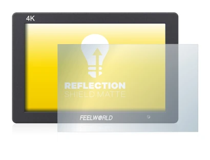 Image of the device Feelworld T7 7" with a wide variety of screen protectors.