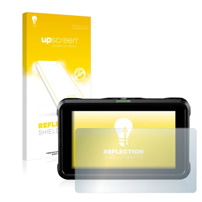 Front side of a product packaging with the brand logo upscreen. Next to it is the device Atomos Shinobi shown with the corresp