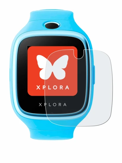 Image of the device Xplora Go with a wide variety of screen protectors.