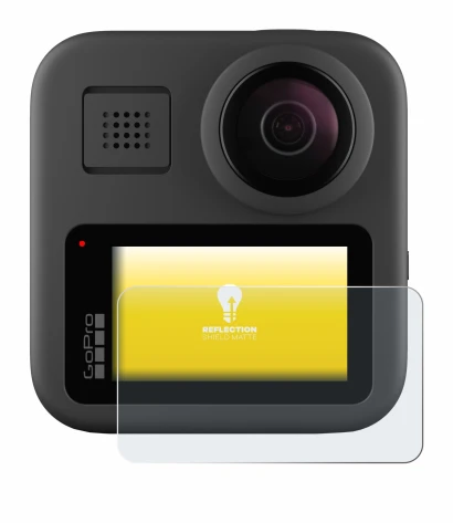 Image of the device GoPro Max with a wide variety of screen protectors.