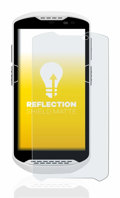 Image of the device Zebra TC57 with a wide variety of screen protectors.