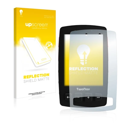 Front side of a product packaging with the brand logo upscreen. Next to it is the device TwoNav Trail 2 shown with the corresp