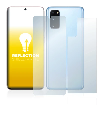 Image of the device Samsung Galaxy S20 (Front+Back) with a wide variety of screen protectors.