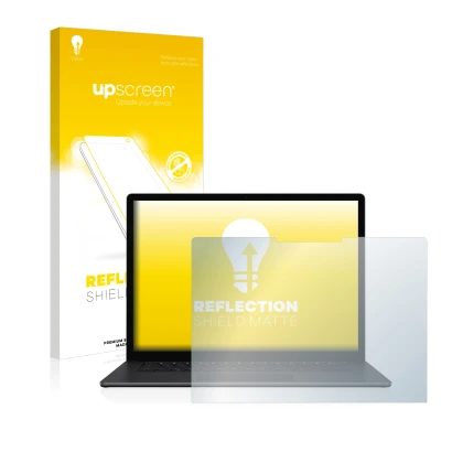 Front side of a product packaging with the brand logo upscreen. Next to it is the device Microsoft Surface Laptop 3 15" shown