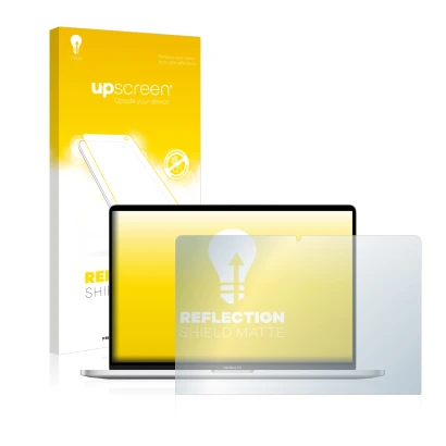 Front side of a product packaging with the brand logo upscreen. Next to it is the device Apple MacBook Pro 16