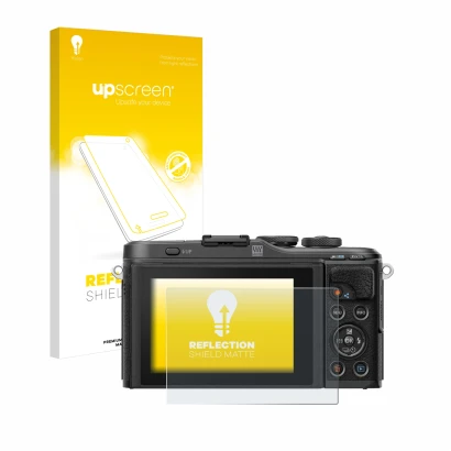 Front side of a product packaging with the brand logo upscreen. Next to it is the device Olympus PEN E-PL10 shown with the cor