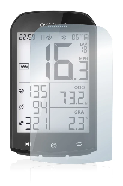 Image of the device Cycplus M1 2.9" with a wide variety of screen protectors.