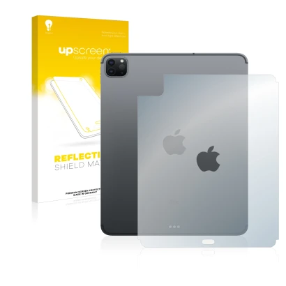 Front side of a product packaging with the brand logo upscreen. Next to it is the device Apple iPad Pro 11" 2020 (Back, 2nd Ge