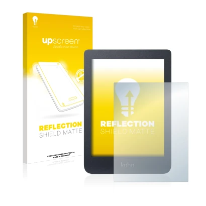 Front side of a product packaging with the brand logo upscreen. Next to it is the device Kobo Nia shown with the corresponding