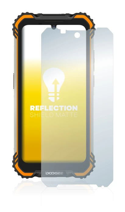 Image of the device Doogee S58 Pro with a wide variety of screen protectors.
