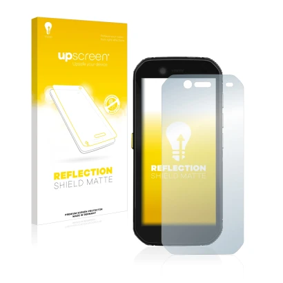 Front side of a product packaging with the brand logo upscreen. Next to it is the device Caterpillar Cat S42 shown with the co