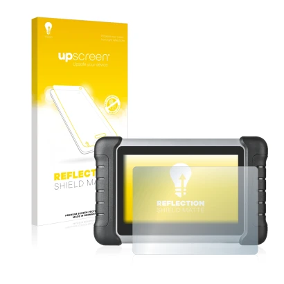 Front side of a product packaging with the brand logo upscreen. Next to it is the device Autel MaxiCOM MK808 shown with the co