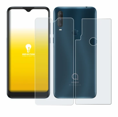 Image of the device Alcatel 1S 2020 (Front+Back) with a wide variety of screen protectors.