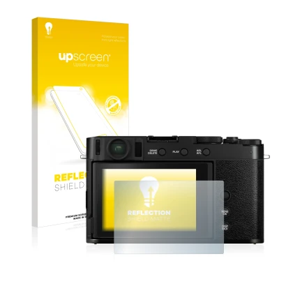 Front side of a product packaging with the brand logo upscreen. Next to it is the device Fujifilm X-E4 shown with the correspo