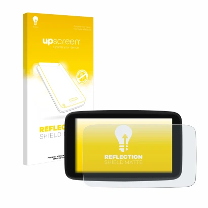 Front side of a product packaging with the brand logo upscreen. Next to it is the device TomTom GO Discover 7" shown with the 
