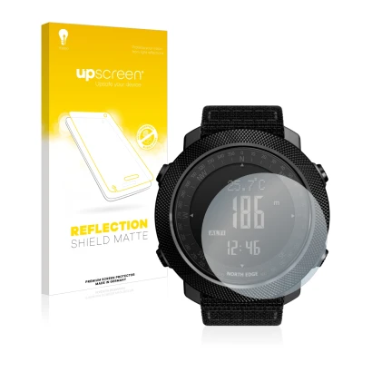 Front side of a product packaging with the brand logo upscreen. Next to it is the device North Edge Apache shown with the corr