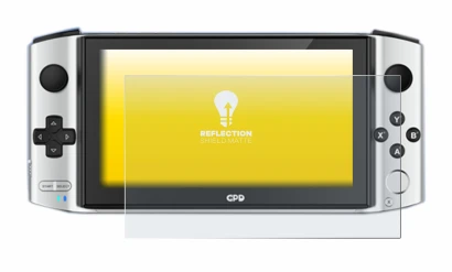 Image of the device GPD Win 3 with a wide variety of screen protectors.