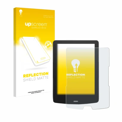 Front side of a product packaging with the brand logo upscreen. Next to it is the device inkBOOK Calypso Plus shown with the c