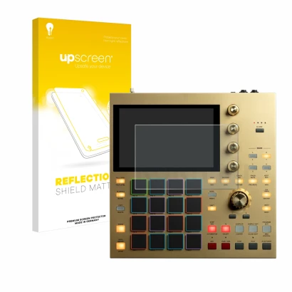 Front side of a product packaging with the brand logo upscreen. Next to it is the device Akai MPC One shown with the correspon