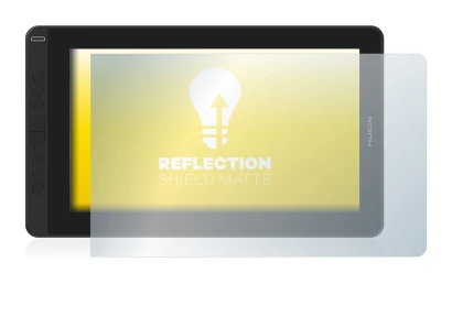 Image of the device Huion Kamvas 13 with a wide variety of screen protectors.