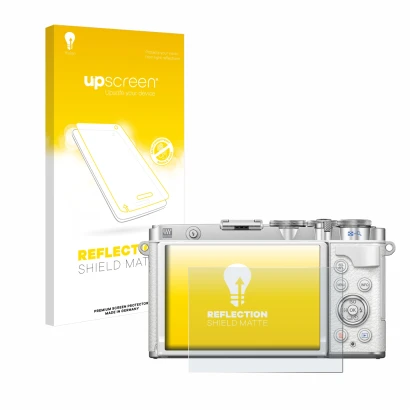 Front side of a product packaging with the brand logo upscreen. Next to it is the device Olympus PEN E-P7 shown with the corre