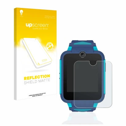 Front side of a product packaging with the brand logo upscreen. Next to it is the device TCL Movetime Family Watch 2 shown wit