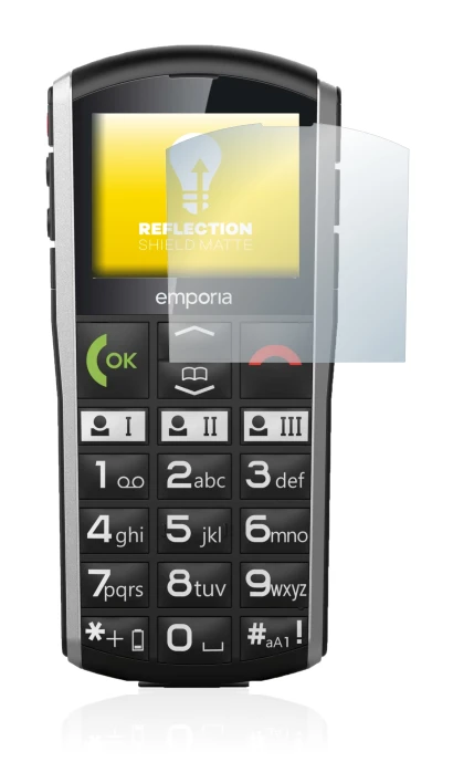 Image of the device Emporia Simplicity with a wide variety of screen protectors.