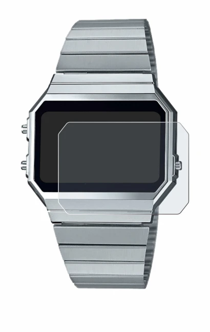 Image of the device Casio A700WE with a wide variety of screen protectors.