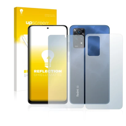 Front side of a product packaging with the brand logo upscreen. Next to it is the device Xiaomi Redmi Note 11 Pro 5G (Front+Ba