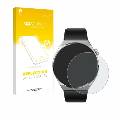 Front side of a product packaging with the brand logo upscreen. Next to it is the device Huawei Watch GT 3 Pro Titanium (46mm)