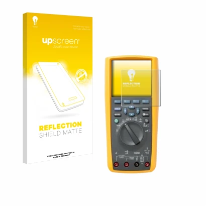 Front side of a product packaging with the brand logo upscreen. Next to it is the device Fluke 287 shown with the correspondin