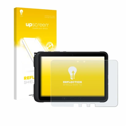Front side of a product packaging with the brand logo upscreen. Next to it is the device Samsung Galaxy Tab Active 4 Pro shown